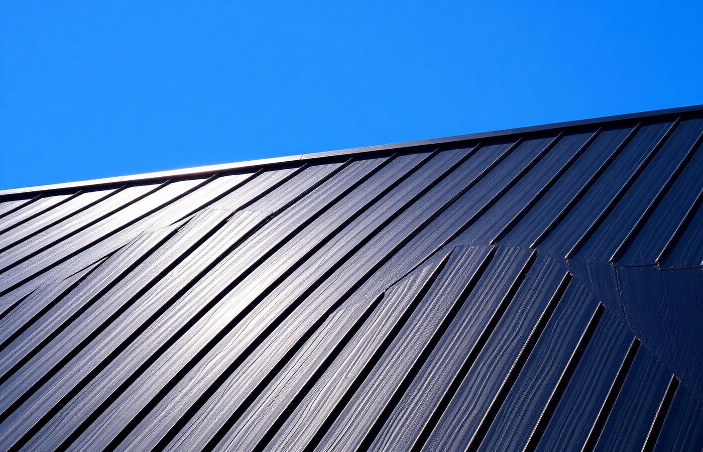 Metal roof under blue sky
