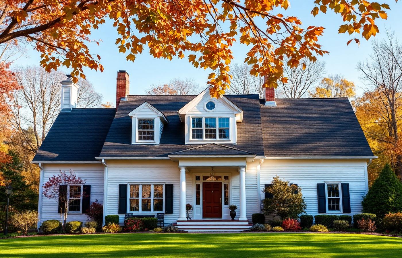 New England home with a new architectural shingle roof